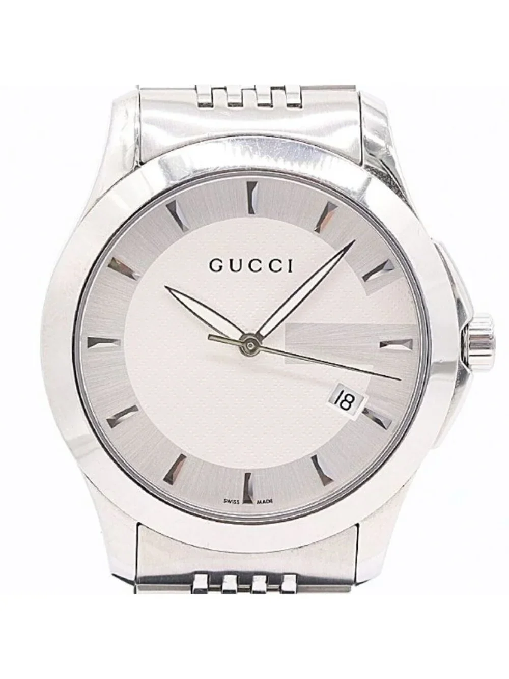 Gucci In Box with Frame 126.4 Round Quartz Date Silver Dial Watch